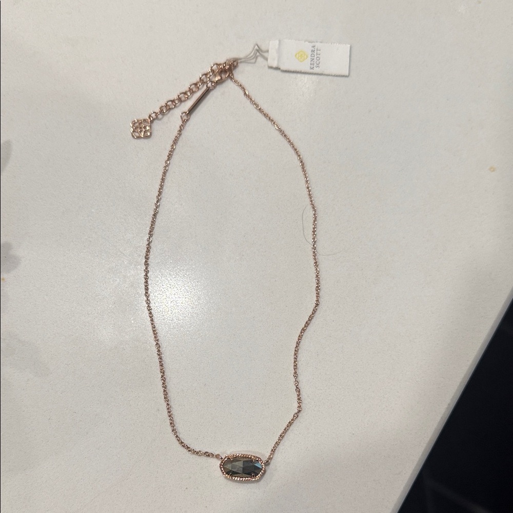Kendra Scott Rose Gold Necklace with Dark Pendant